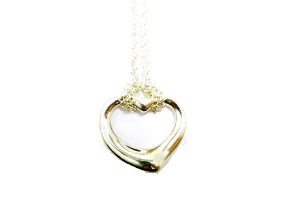 Tiffany Co Elsa Peretti Open Heart Motif Necklace Pendant Sterling Silver